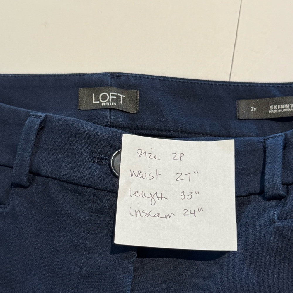 Loft Navy Perfect Skinny Petite Chino Pants, Women’s 2P - Picture 5 of 6